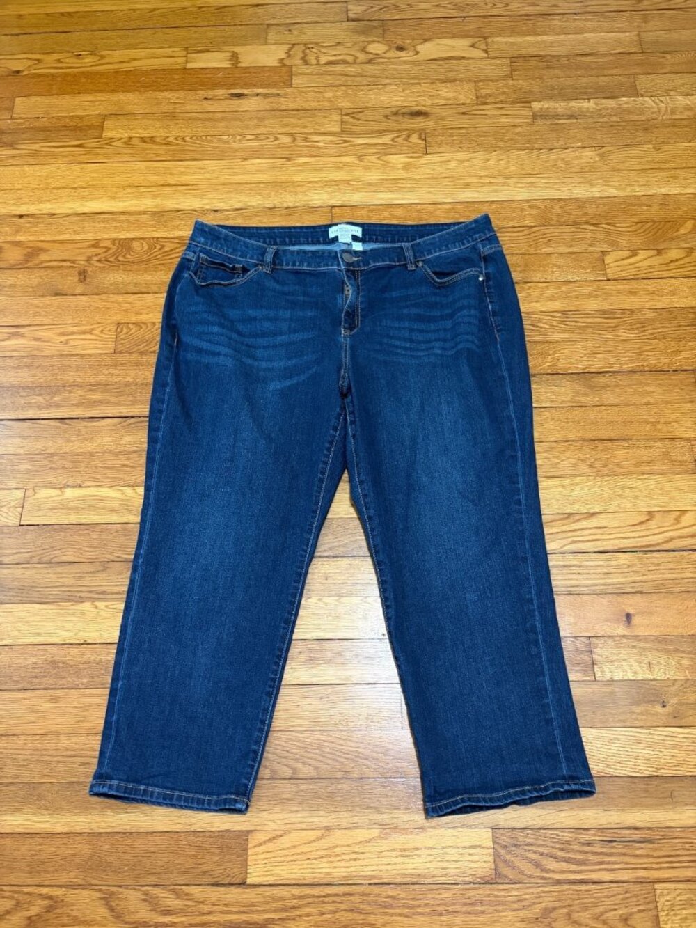 Lane Bryant Womens Mid-Rise Girlfriend Crop Jeans Plus Size 20 Blue Dark Denim